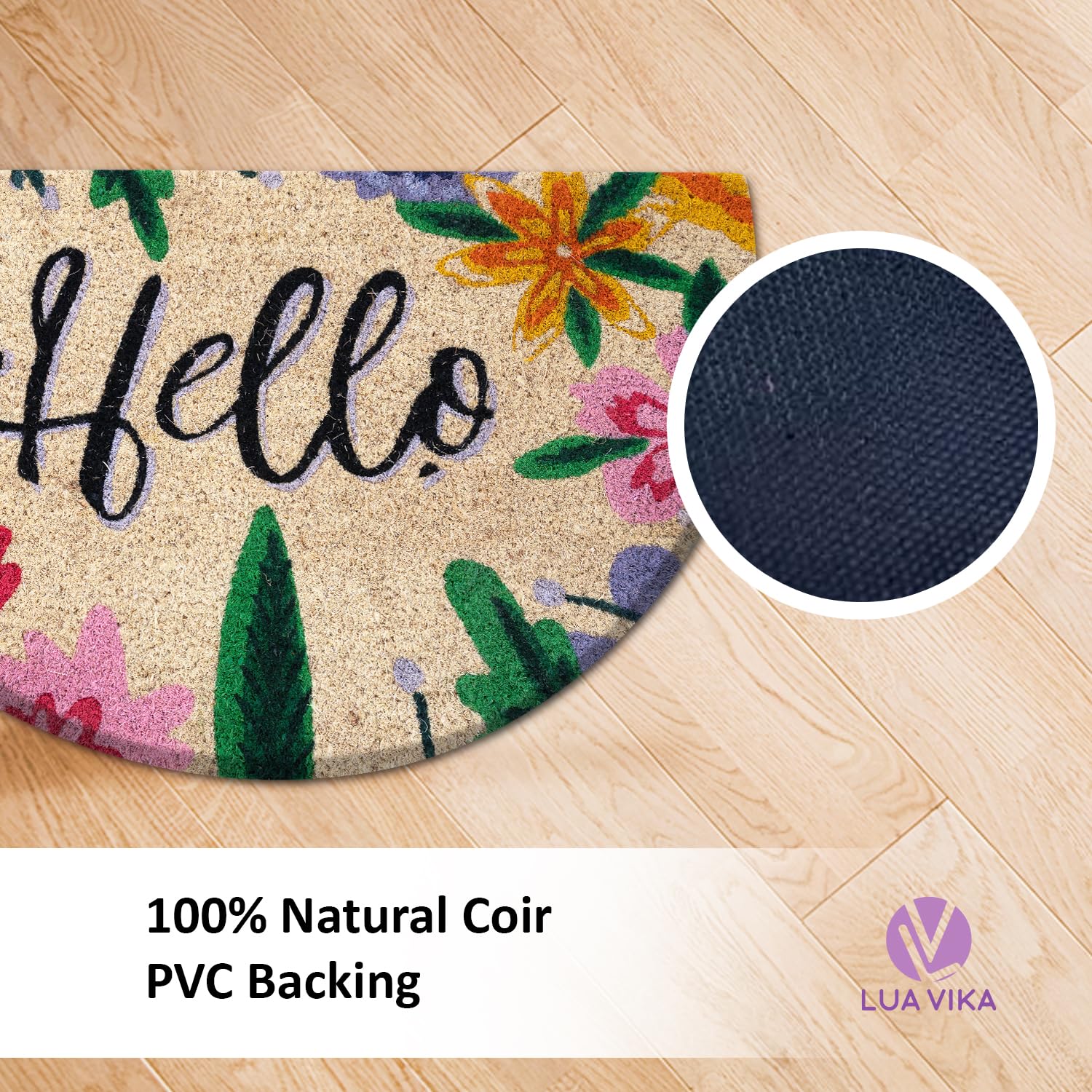 Non-slip PVC backing on Lua Vika mat keeps it in place.