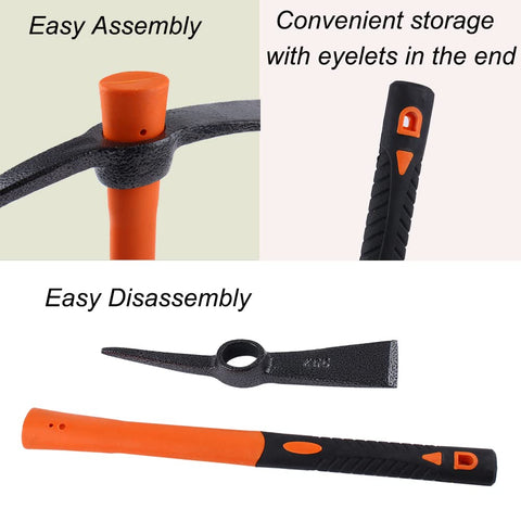 LUBAN mattock hoe ergonomic non-slip handle for comfort.