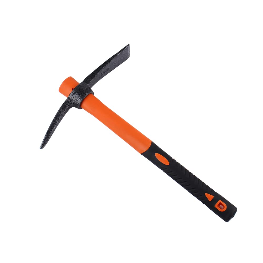 LUBAN mattock hoe pointed end breaking rocky ground for tough soils.