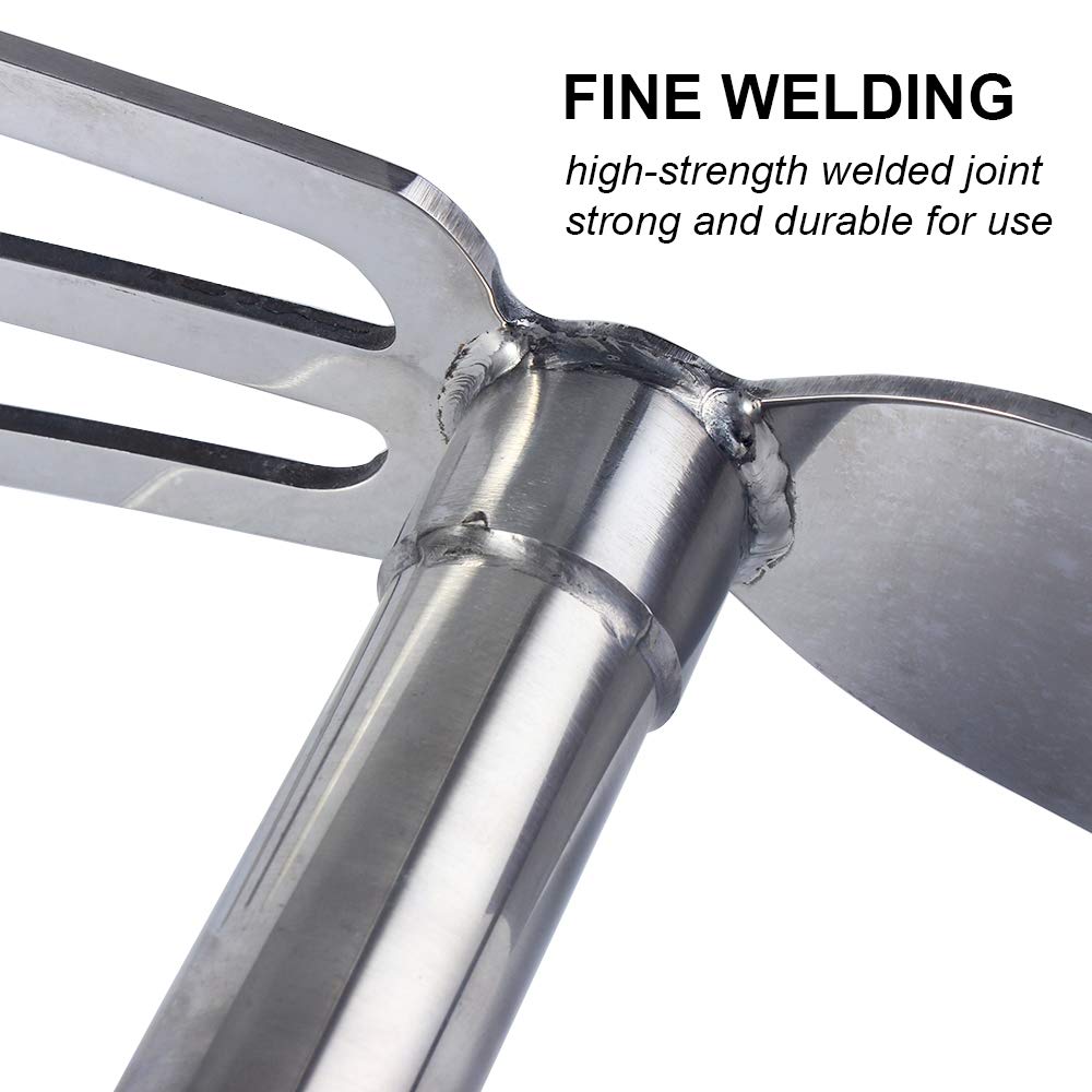 LUBAN stainless steel hoe edge resists rust and cleans easily.