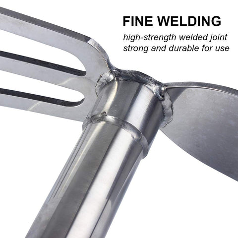 LUBAN stainless steel hoe edge resists rust and cleans easily.