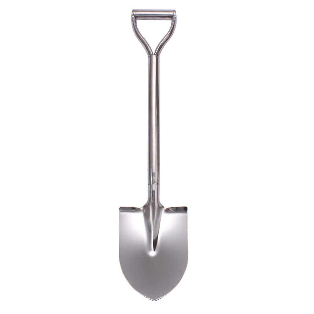 LUBAN stainless steel shovel close-up shows a durable blade and welded joints.