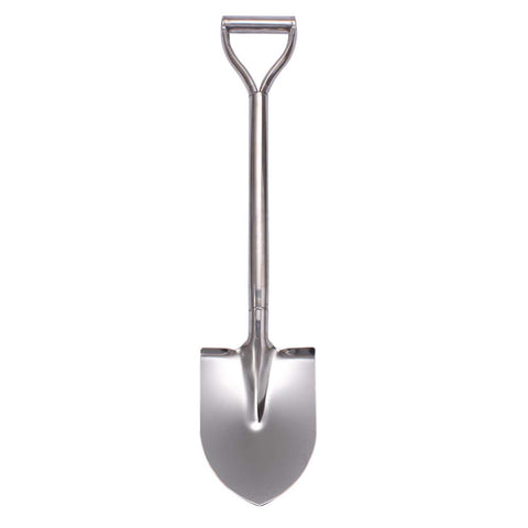 LUBAN stainless steel shovel close-up shows a durable blade and welded joints.