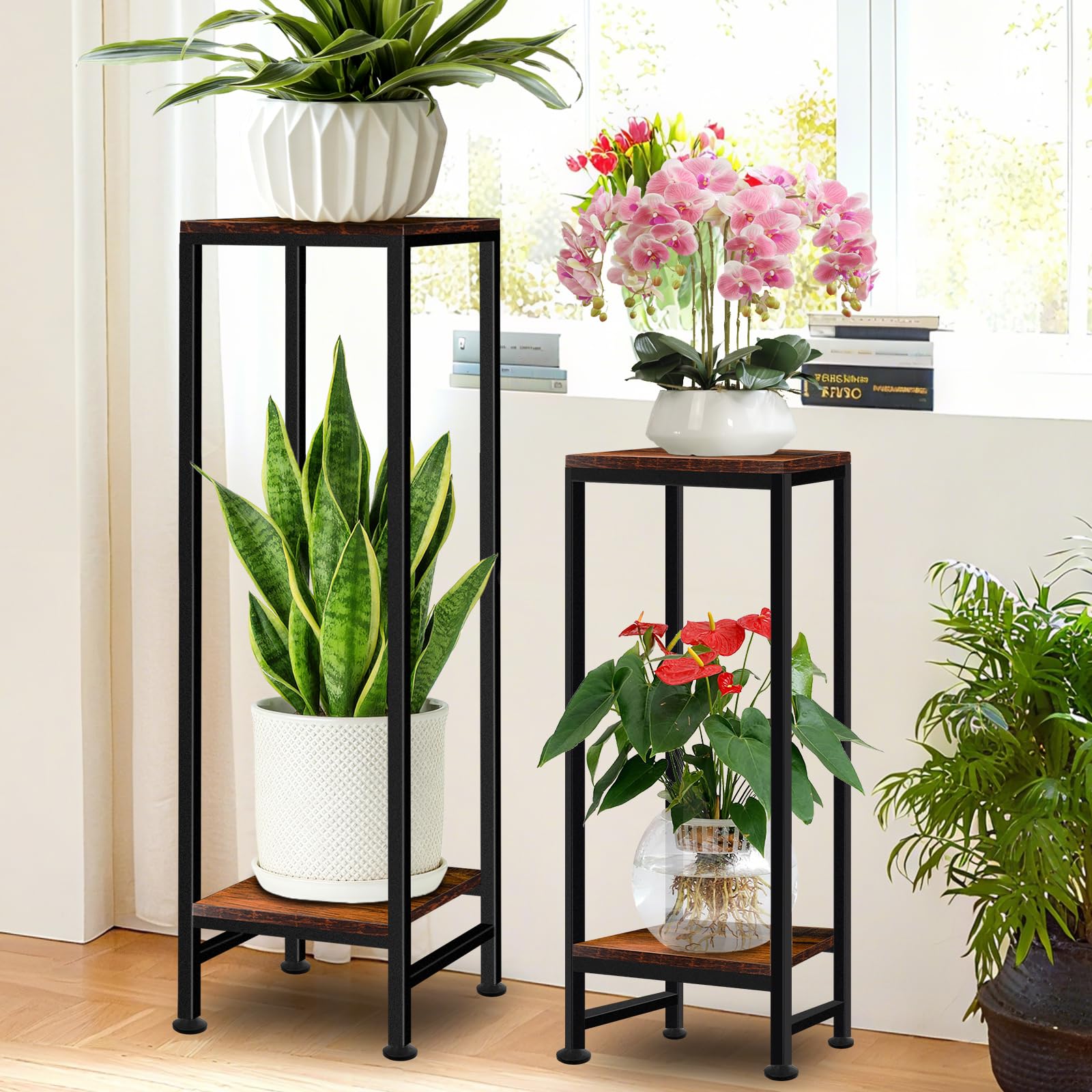LUBORN adjustable leveling feet protect floors and stabilize the stand.