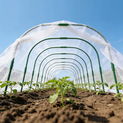 Luborn five-set garden hoops keep row covers sturdy in wind.