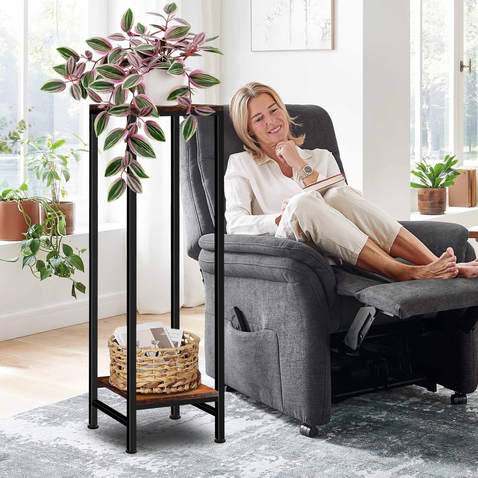 LUBORN heavy-duty metal frame plant stand rust-resistant for longevity.