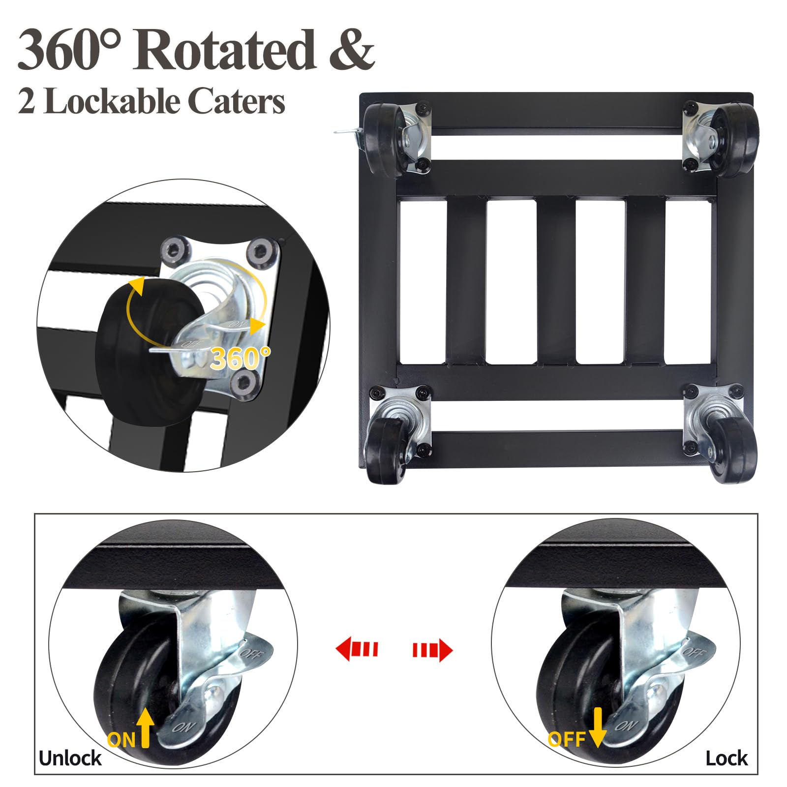 Luborn lockable wheels feature keeps the caddy securely in place after positioning