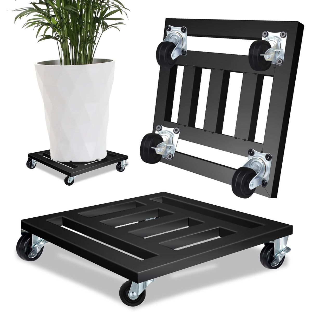 The LUBORN heavy-duty plant caddy with wheels enables easy relocation of large planters.