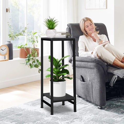 LUBORN indoor-outdoor plant stand black blends with modern decor.