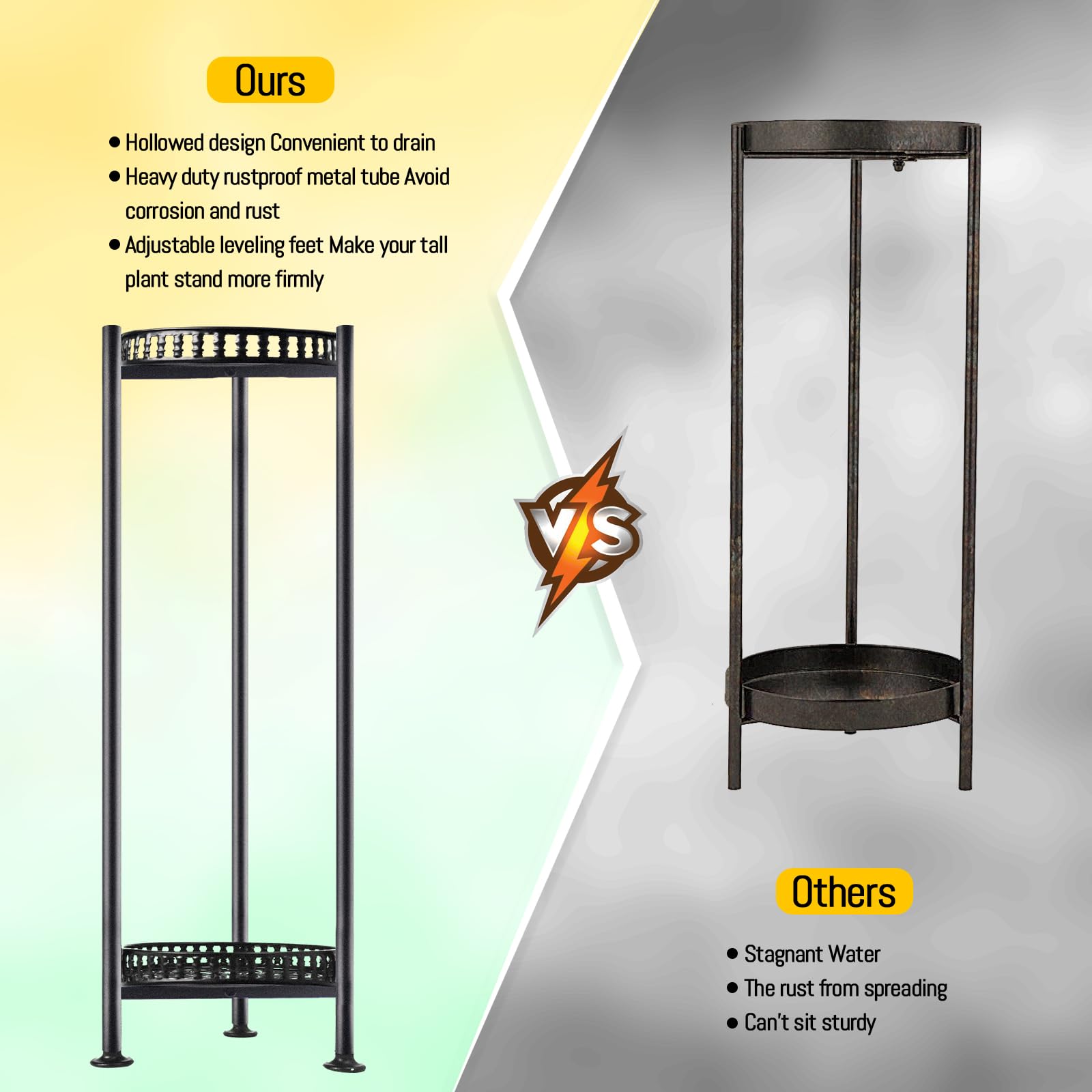 LUBORN plant stand adjustable feet keep floors safe and level.