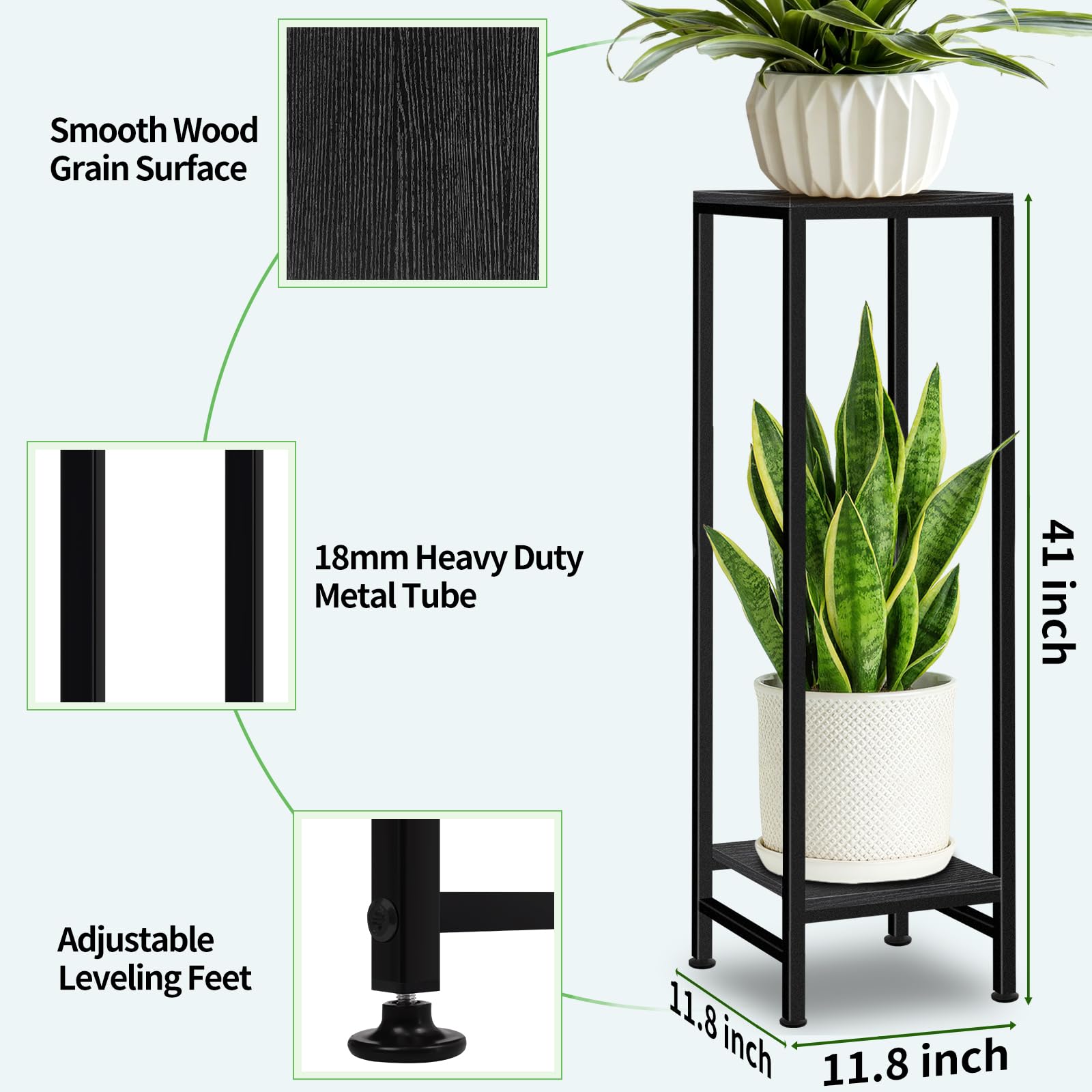 LUBORN heavy-duty metal frame ensures stable plant showcasing.