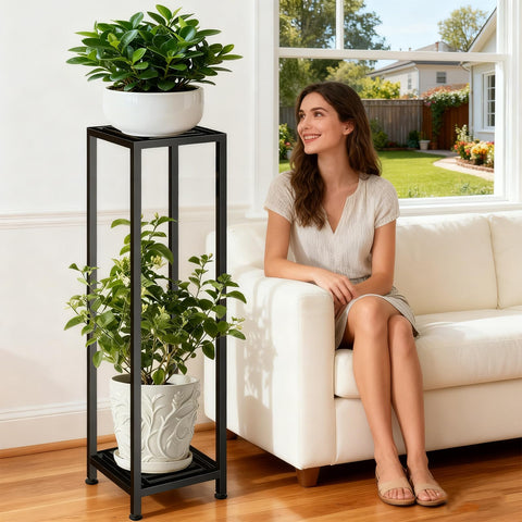 LUBORN interior living room setup highlights elegant metal finish and decorative display.