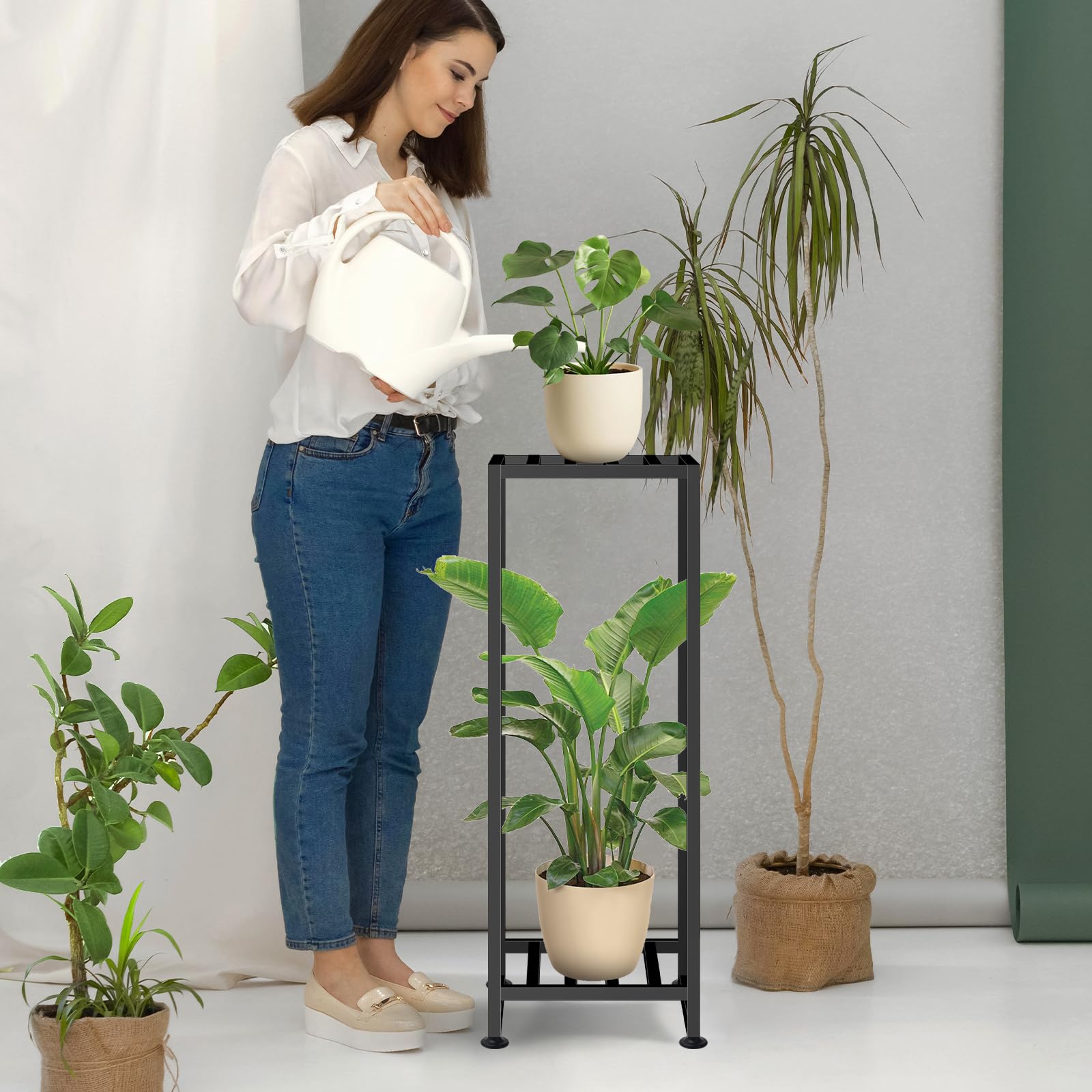 LUBORN plant stand outdoor patio shot suggests weather-friendly precision and stability