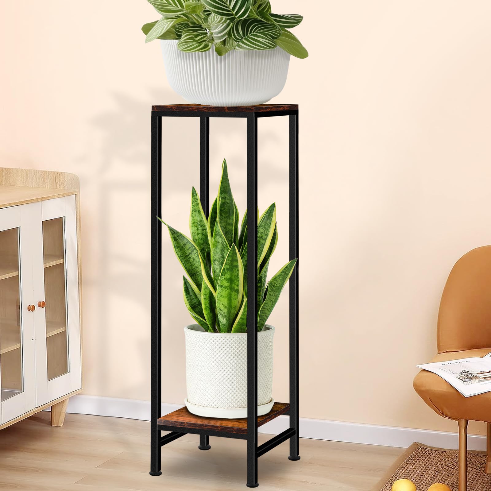 LUBORN space-saving two-tier design frees up floor space while showcasing plants.