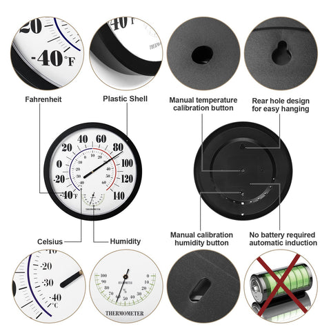 LUBYBG battery-free thermometer with auto-calibration sensor for maintenance-free readings.