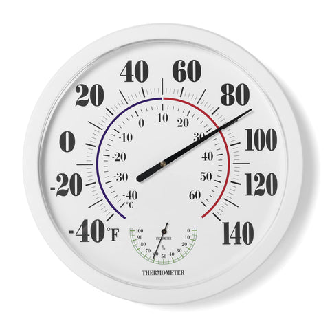 LUBYBG 10-inch thermometer front view for easy temperature and humidity checks