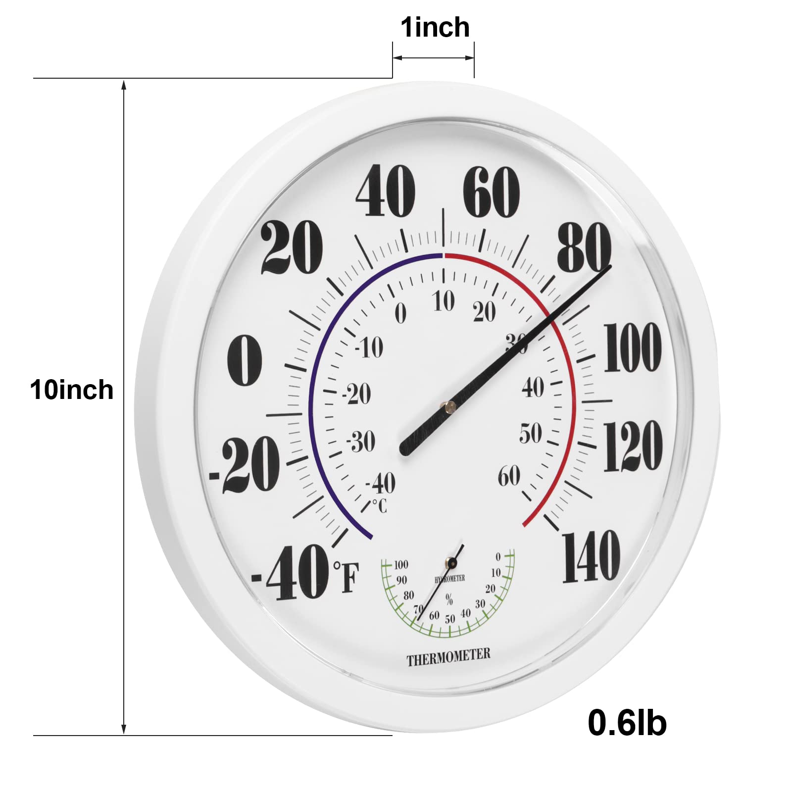LUBYBG 10-inch thermometer ideal for office or bedroom use