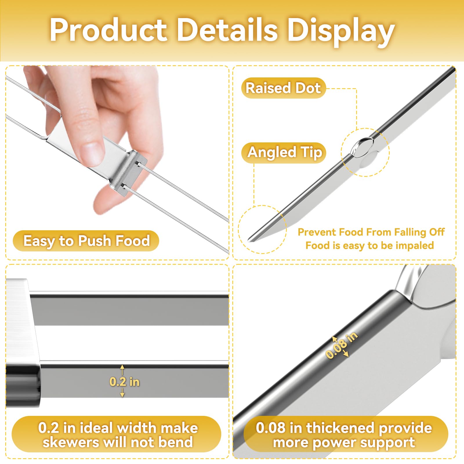 Lucalda flat dual blades prevent skewers from spinning.