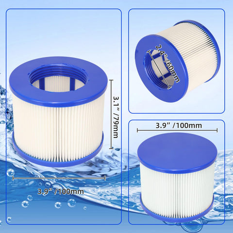 Lucasou universal-fit spa filter with 3.9 inches outer diameter fits most tubs