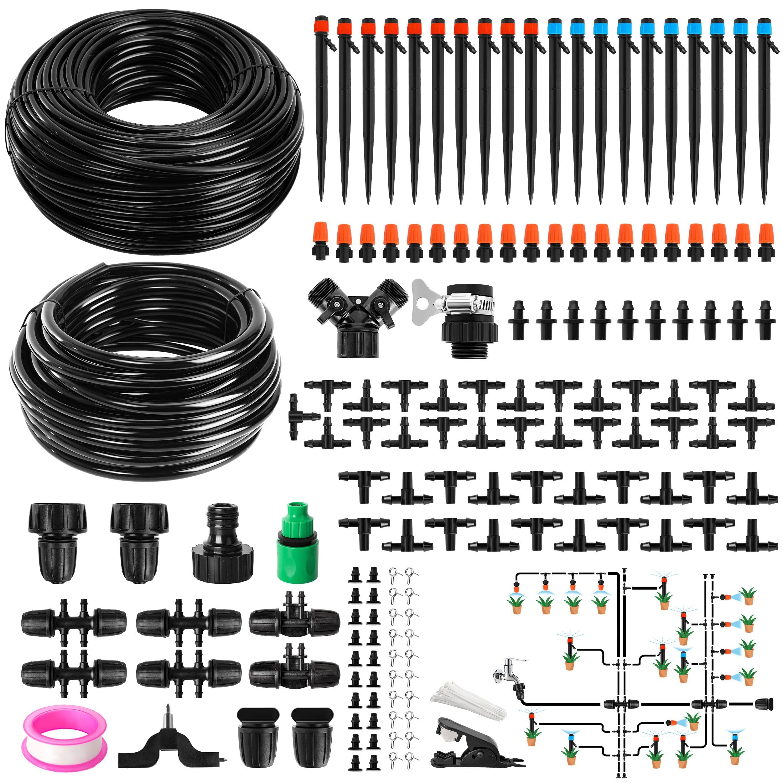 lucdnc 240ft diy drip kit main line 5-16: enables centralized irrigation across beds with less effort