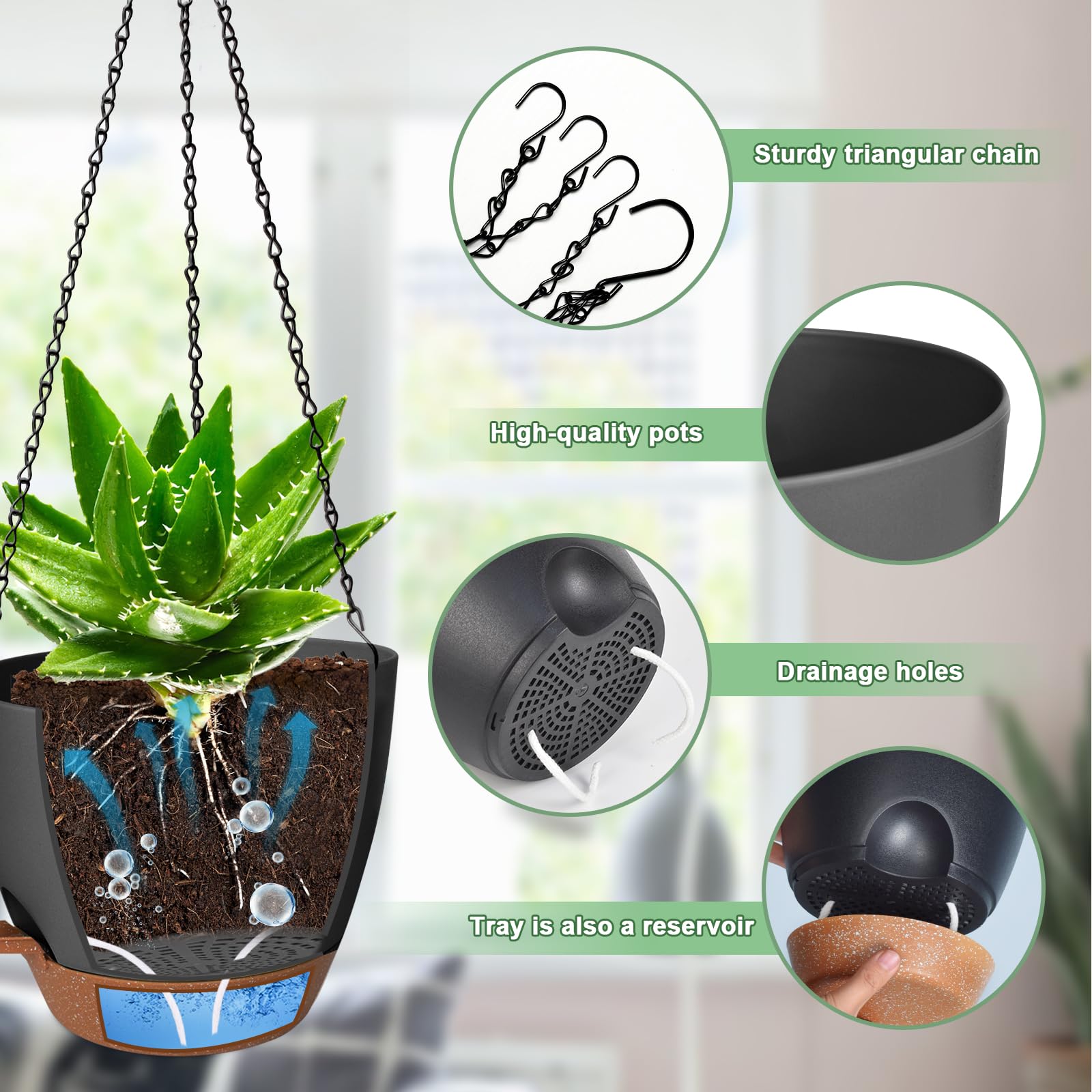Lucieblessdesign 6.5-inch planter suits ferns and herbs with space-saving design