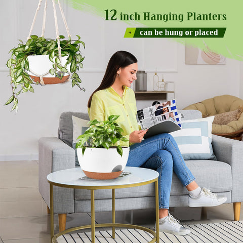 Lucieblessdesign white hanging planter suited for indoor and outdoor spaces
