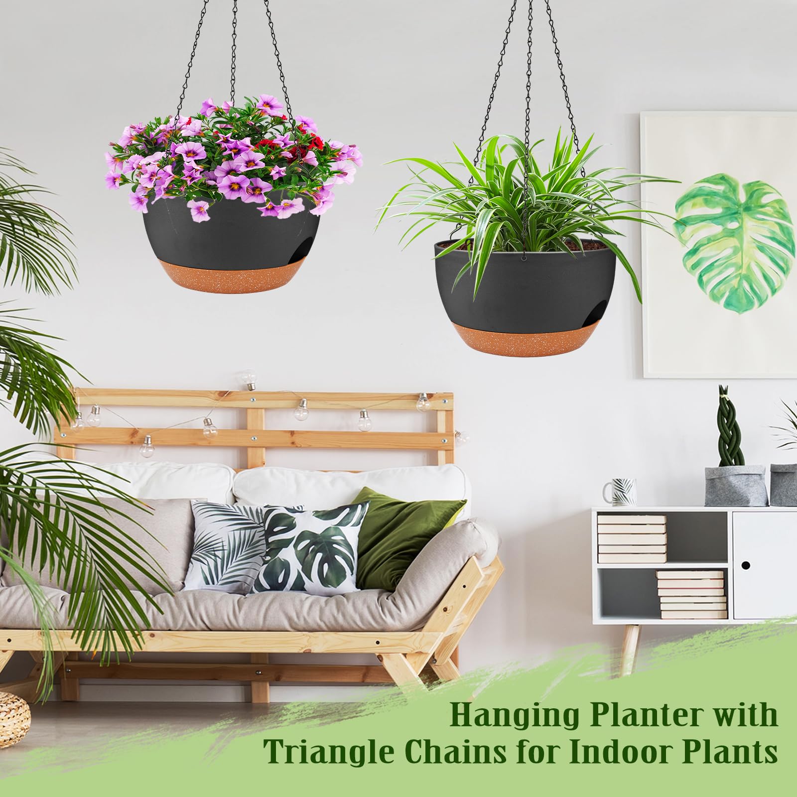 Lucieblessdesign hanging planter installed in a cozy indoor corner.
