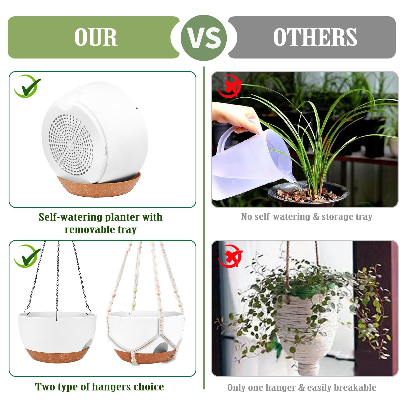 Lucieblessdesign weatherproof plastic hanging planter for outdoor use