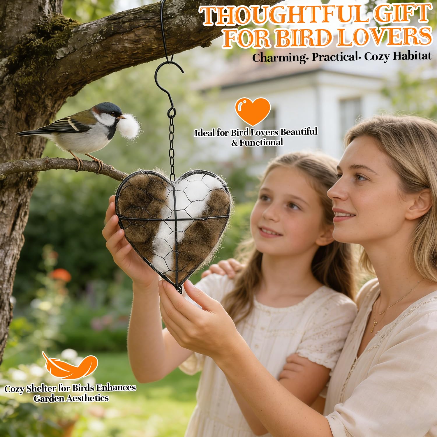 Lucift outdoor garden art birdhouse doubles as decorative wildlife shelter.