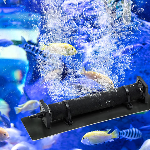 Luckerain pond aerator in use with visible bubbles