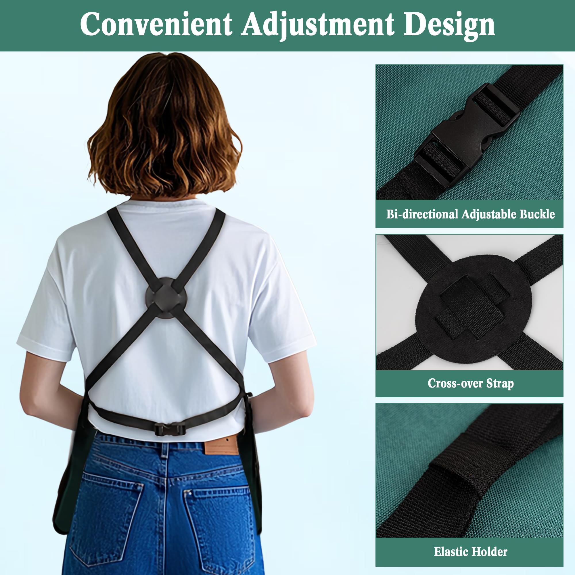 LUCKIPLUS adjustable waist and shoulder straps for a customizable fit.