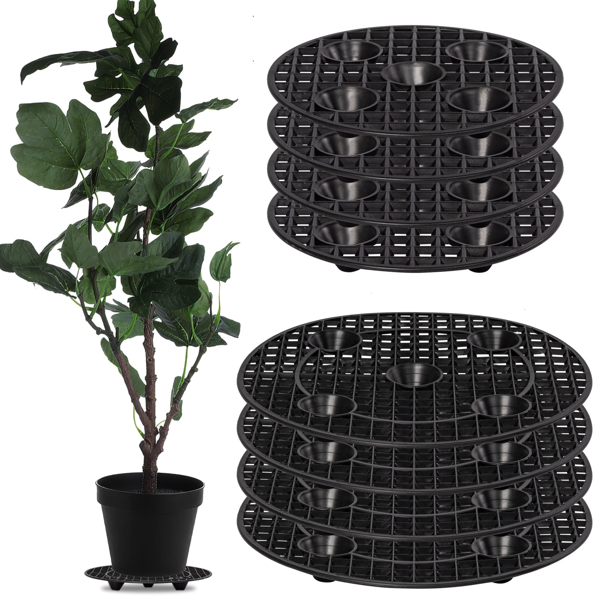 LUCKIPLUS plant elevator shows 7.9 in diameter for versatile pot elevation and drainage.