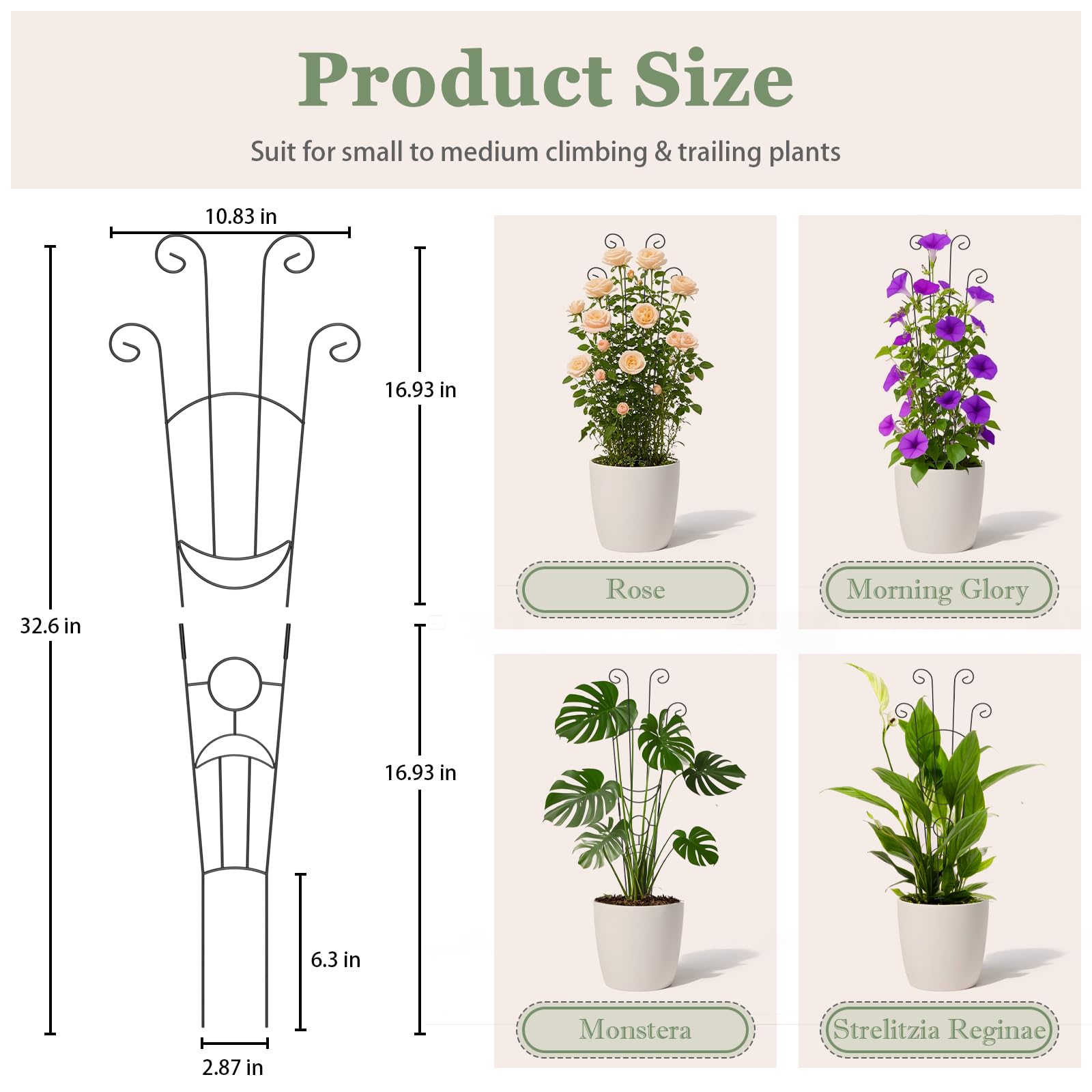 Luckjuju anti-rust coated metal trellis provides durable garden support