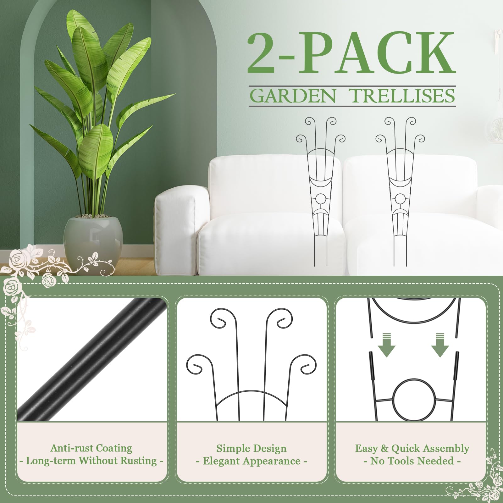 Luckjuju 32.6-inch tall trellis helps plants grow upward and stay upright