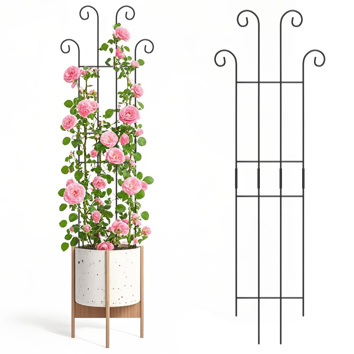 LUCKJUJU plant trellis 32-inch height supports climbing vines indoors and outdoors.