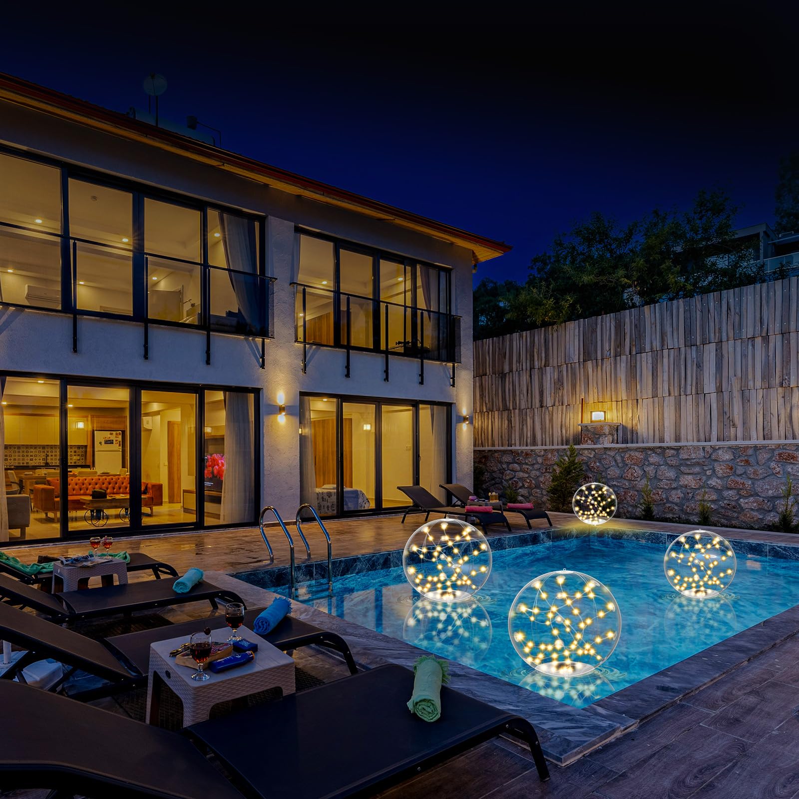 LuckSky 3000K warm glow ambiance ideal for pool and patio