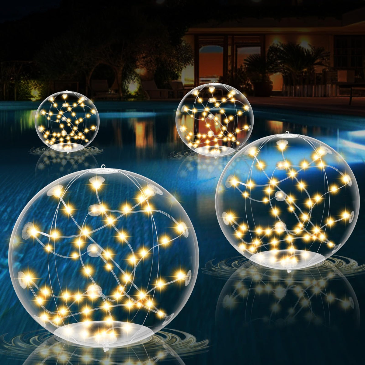 LuckSky 4-pack outdoor solar pool lights floating balls ready to illuminate pools and gardens