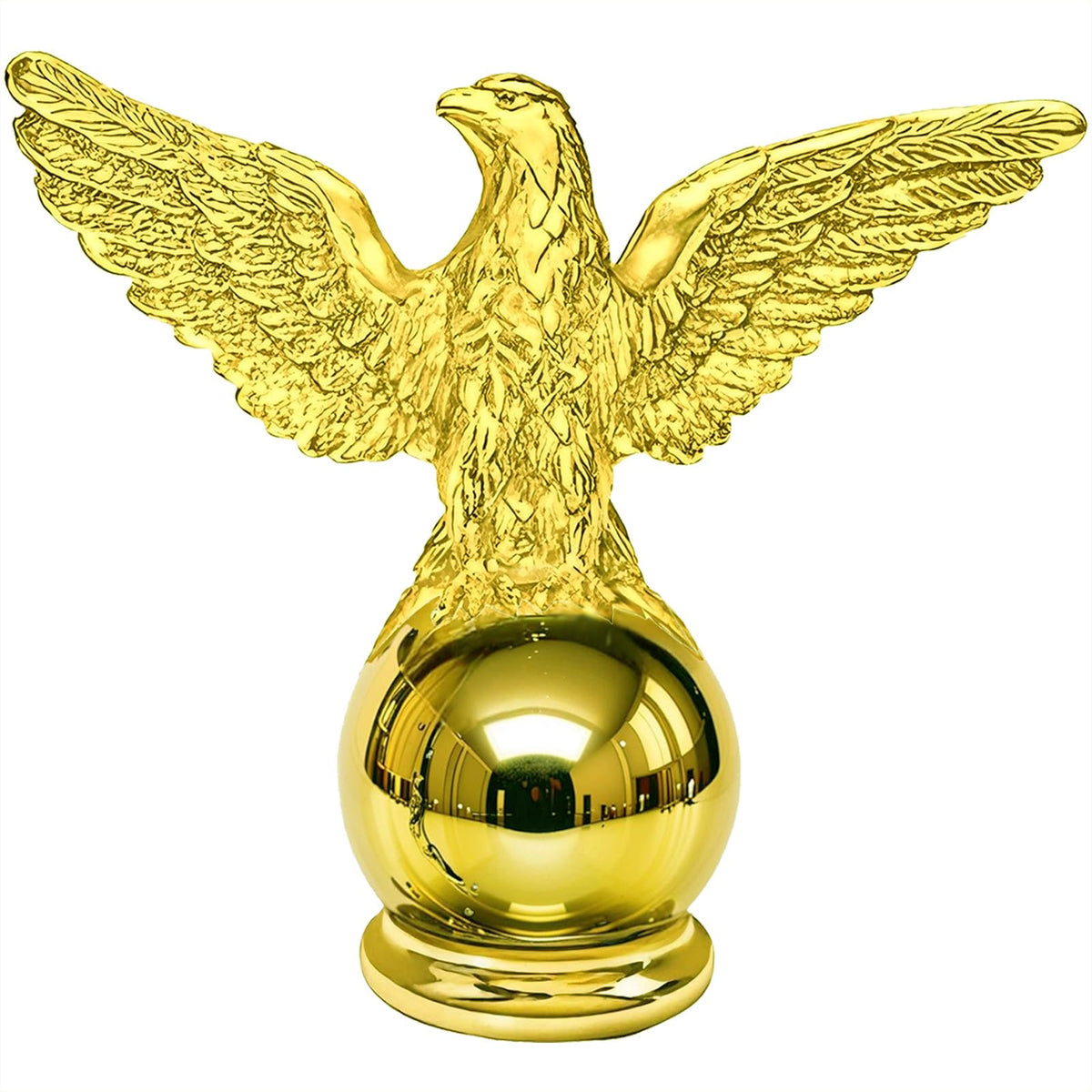 Luckupper eagle flag topper with golden ball enhances outdoor flag displays on 1-inch poles.