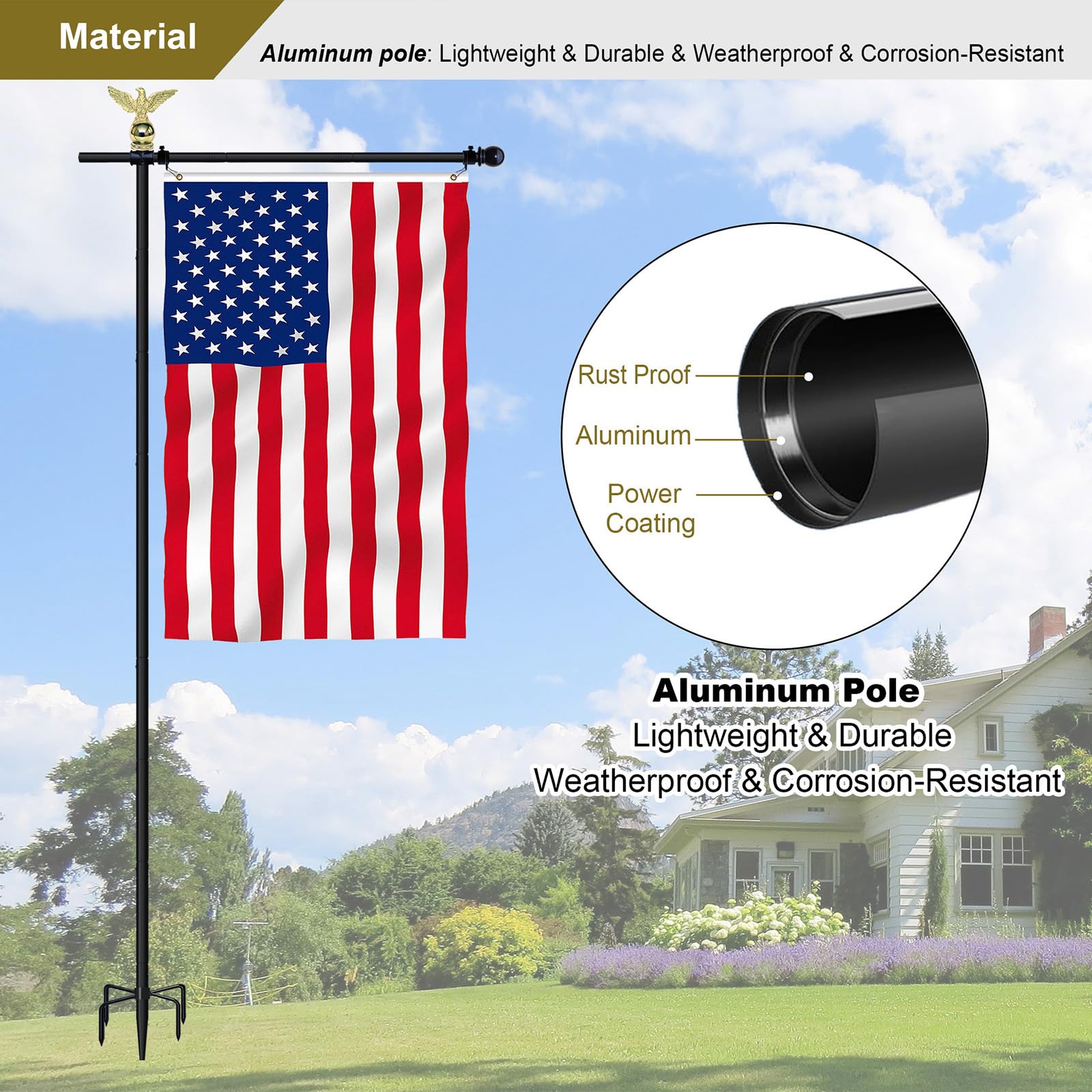 Luckupper garden flag display solution ideal for seasonal banners and decor.