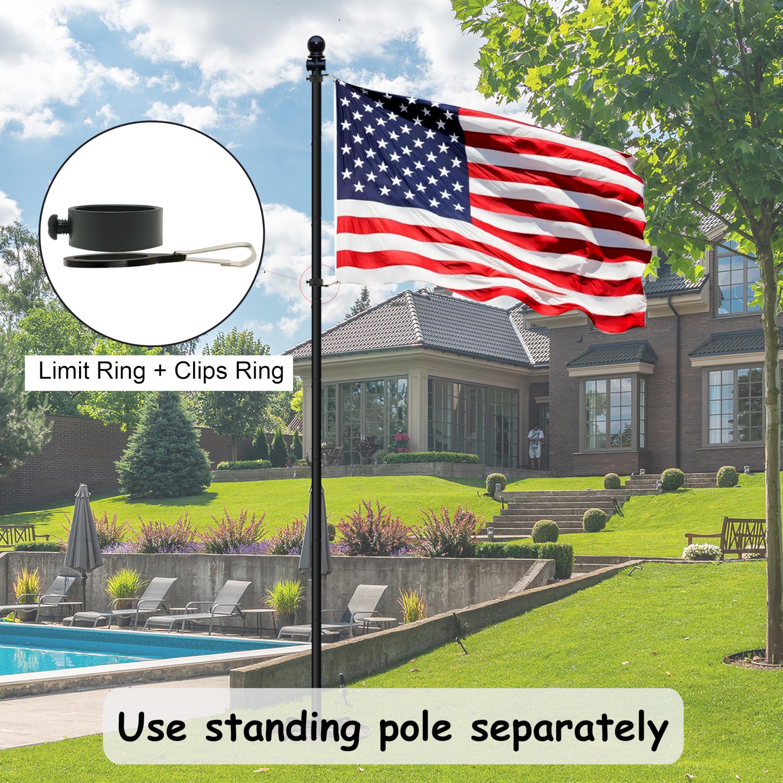 Luckupper lightweight aluminum flag pole enables easy outdoor setup.