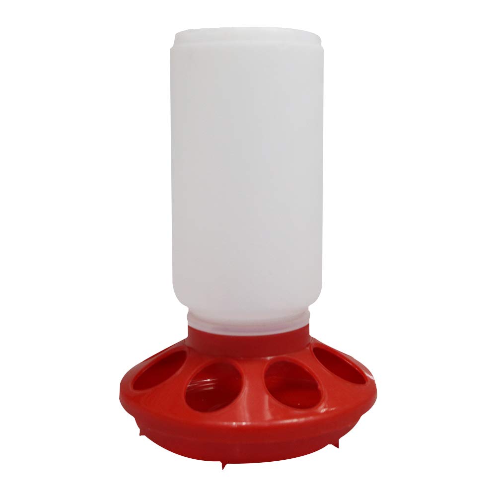 Lucky Farm 1L chick drinker with white base enabling clean refills