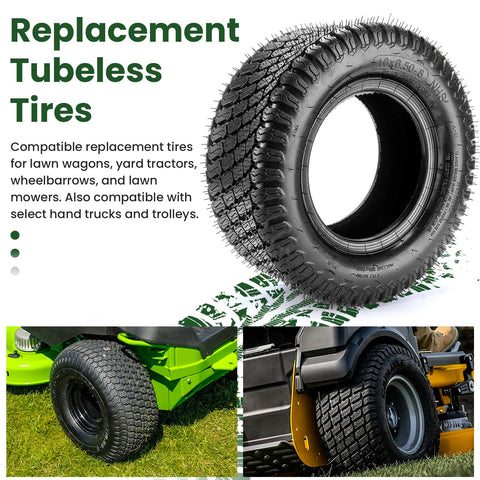 Lucky Seven 16x6.50-8 tread closeup shows turf-friendly pattern for lawns