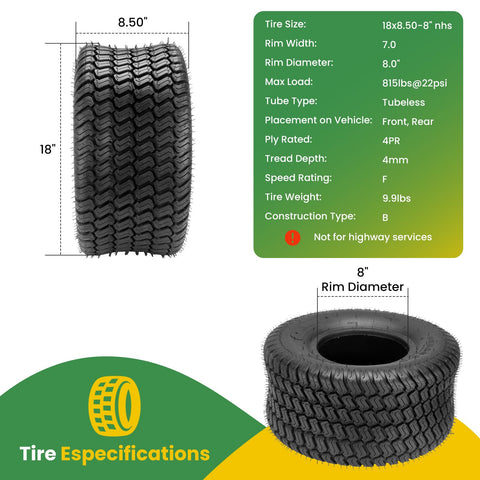 Lucky Seven 18x8.50-8 pack of two tires ready for installation