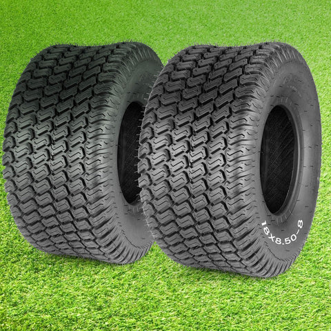 Lucky Seven 18x8.50-8 tire side view showcases tubeless durability for heavy-duty mowing