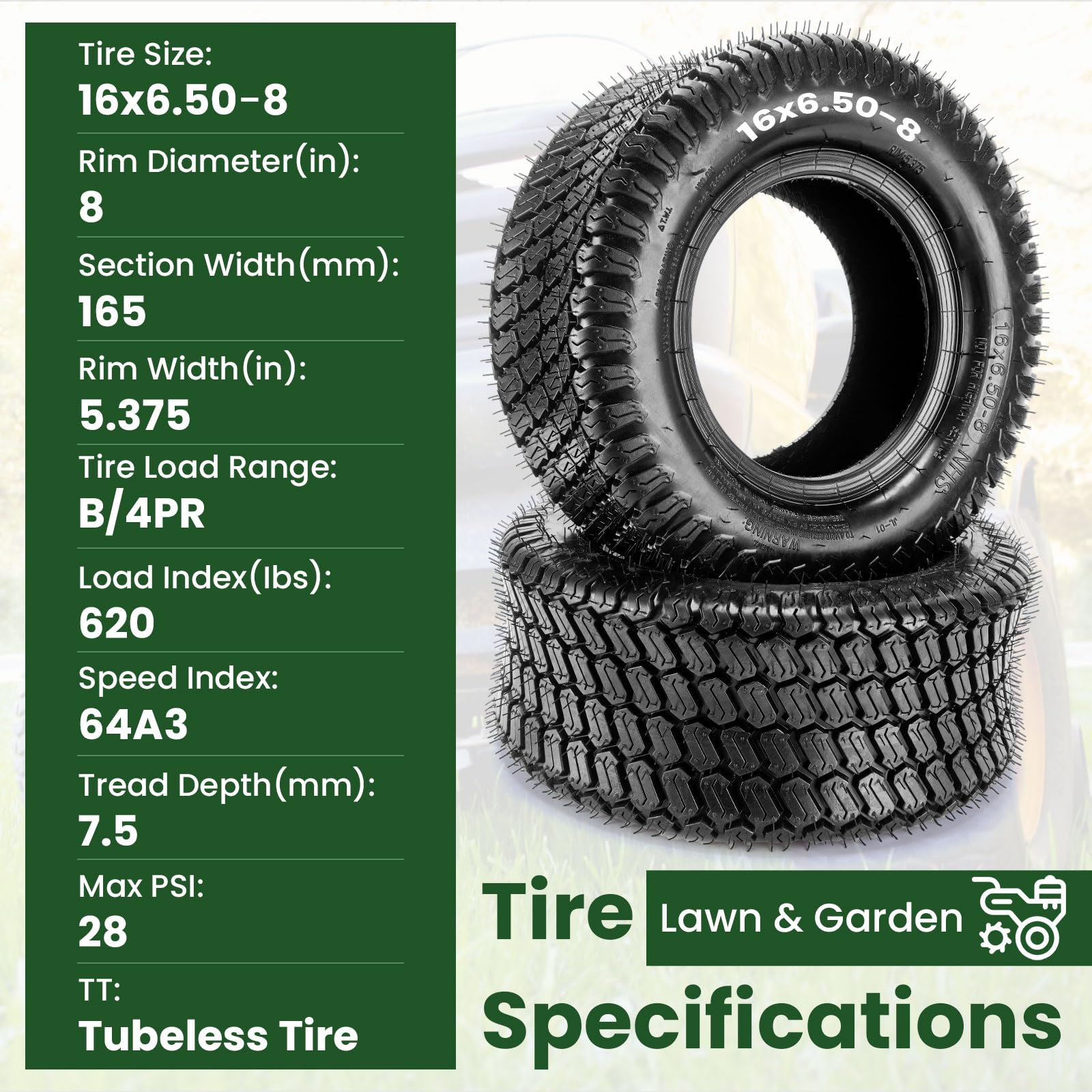 Lucky Seven 4Ply tubeless lawn tire highlights puncture resistance and durability