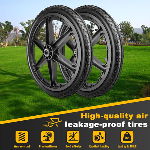 Lucky Seven easy-install wheelbarrow wheels simplify bolt-on replacements.