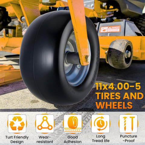 Lucky Seven flat-free tire and wheel assembly close-up for quick bolt-on installation.