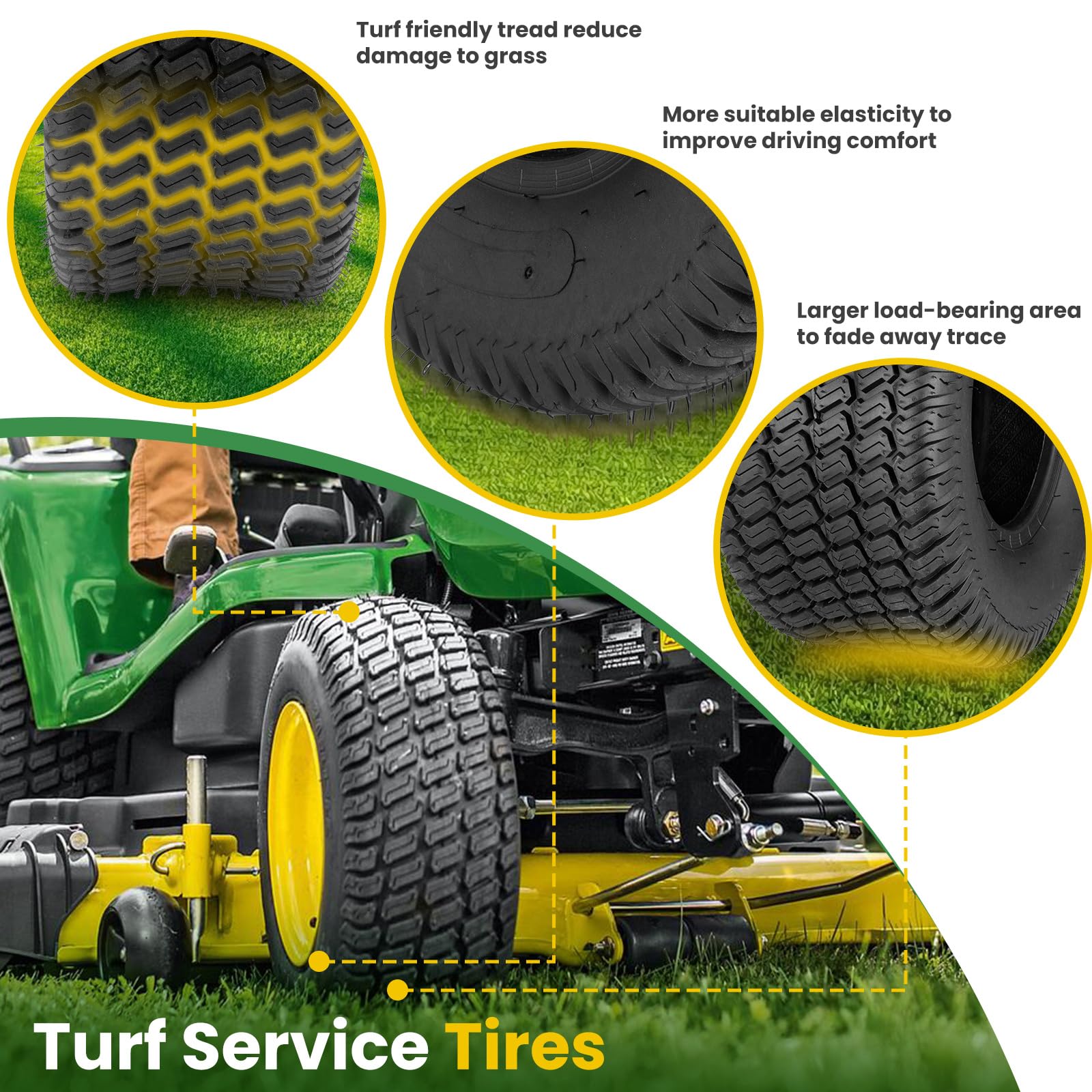 Lucky Seven grass-friendly tire demonstrates even wear and smooth ride on soft lawns