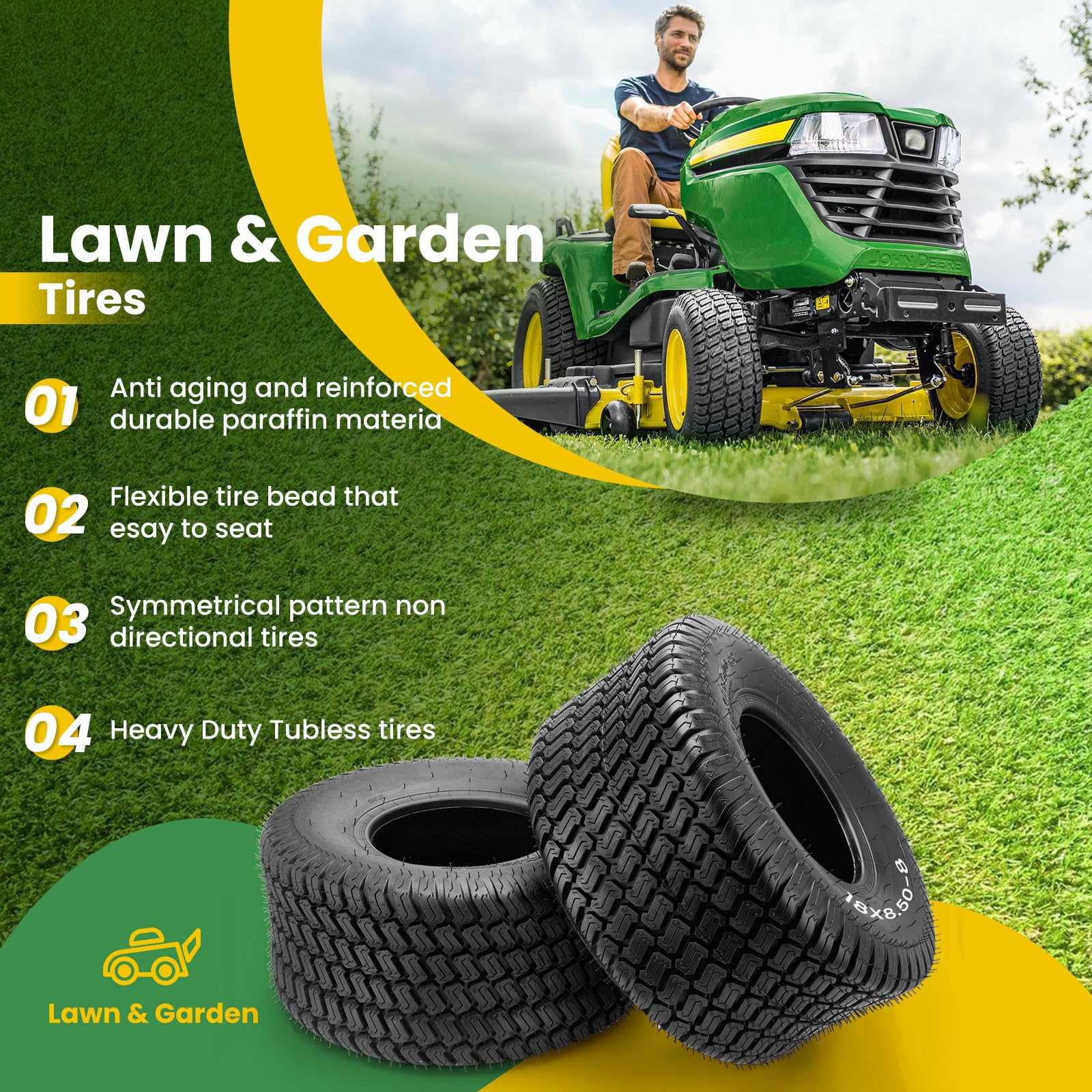 Lucky Seven mower tire mounted on equipment demonstrates multipurpose compatibility