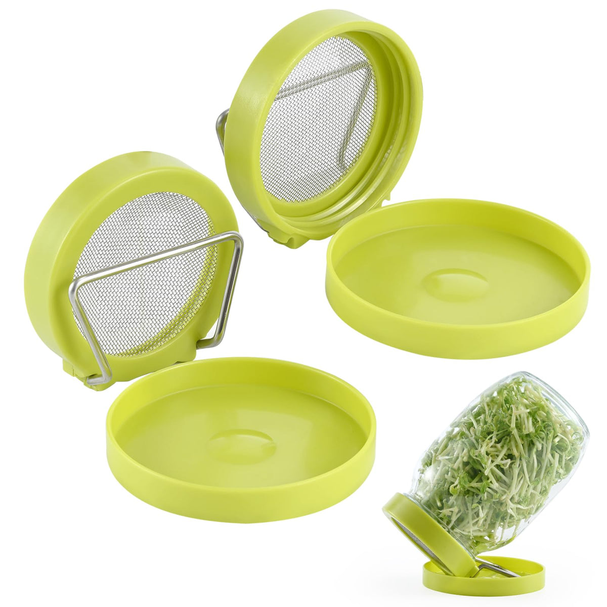 Luckyiren tilted lid sprouter showing improved airflow for even sprouts